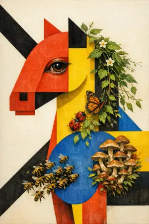 Constructed Horse — Bauhaus constructivism × unruly organic life