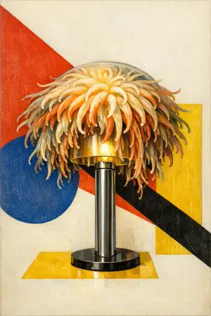 Lamp Anemone — Bauhaus constructivism × unruly organic life