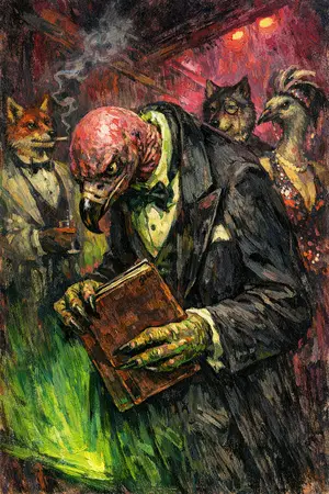 The Vulture Maître d' — Weimar expressionist portraiture × animal masquerade