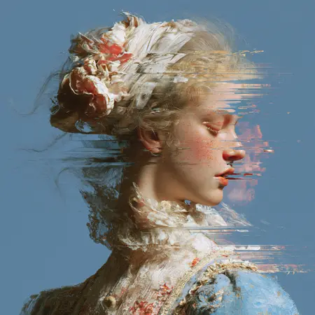 First Dropout — Eighteenth-century court portrait × digital datamosh