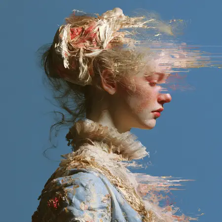 The Good Take — Eighteenth-century court portrait × digital datamosh