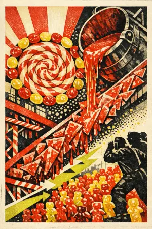 Foundry of Boiled Sweets — Soviet constructivist poster × confectionery