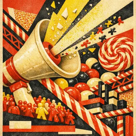 Megaphone of Marzipan — Soviet constructivist poster × confectionery