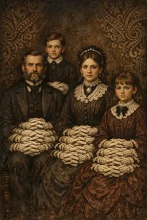 The Family of Many Hands — Victorian salon portraiture × occult psychedelia