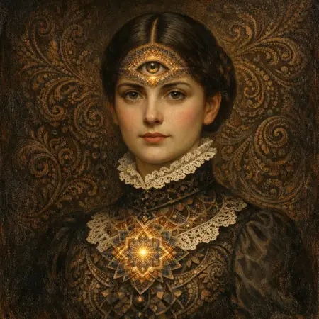 Lady of the Third Eye — Victorian salon portraiture × occult psychedelia