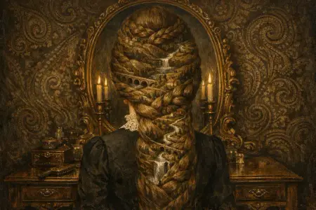 The Hair Tapestry — Victorian salon portraiture × occult psychedelia