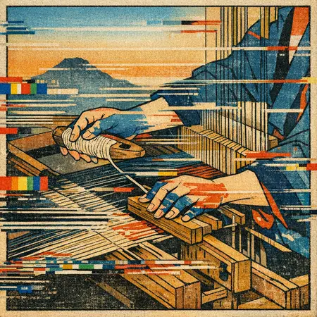 Hands, Misprinted — Japanese ukiyo-e woodblock × broken CRT transmission
