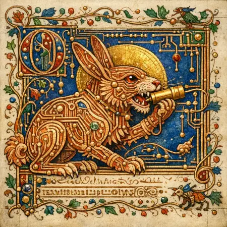 Beast of the Margin — Medieval illuminated manuscript × printed circuit boards