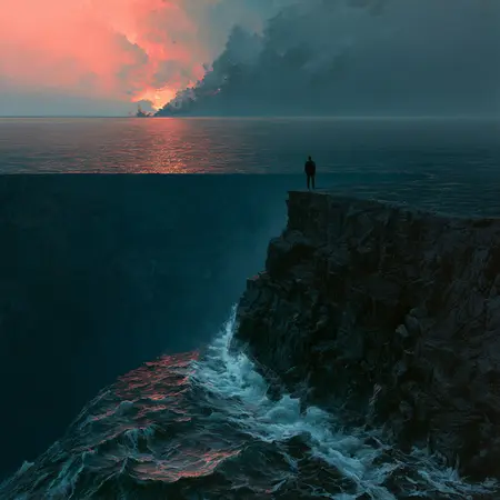 Fair Warning — German Romantic sublime × disaster-film matte painting