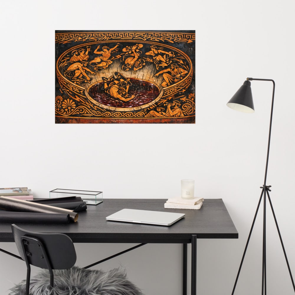 The Wine Bowl Bowl printed and photographed on a wall