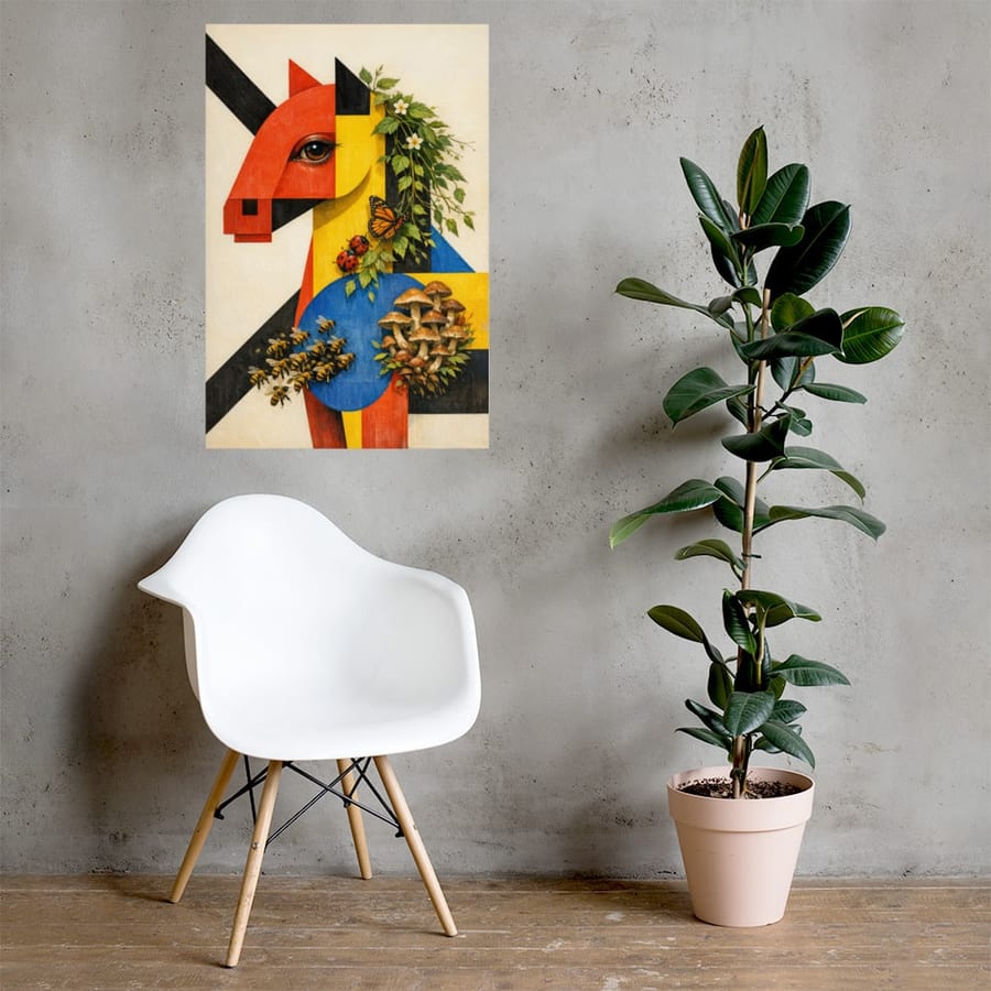 Constructed Horse printed and photographed on a wall