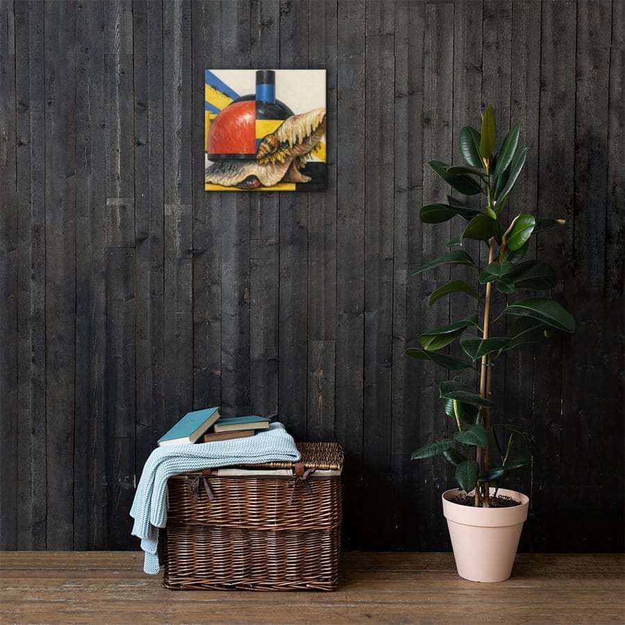 Teapot Mollusc printed and photographed on a wall