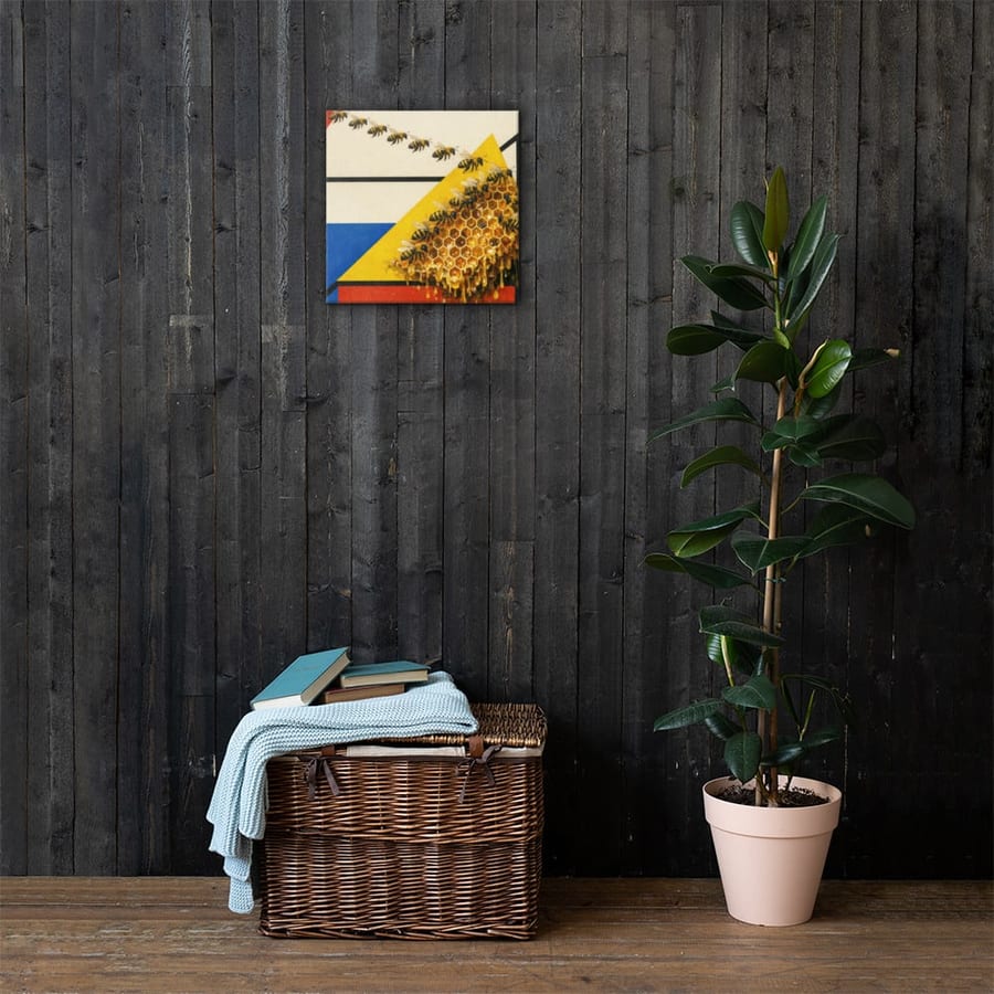 Triangle Hive printed and photographed on a wall