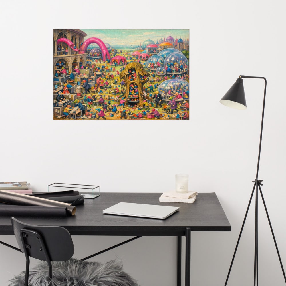The Hackathon Garden printed and photographed on a wall