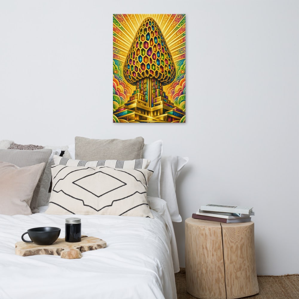 Morel Spire printed and photographed on a wall
