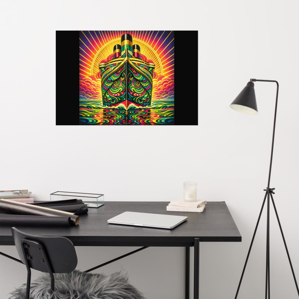 Ocean Liner Serpent printed and photographed on a wall