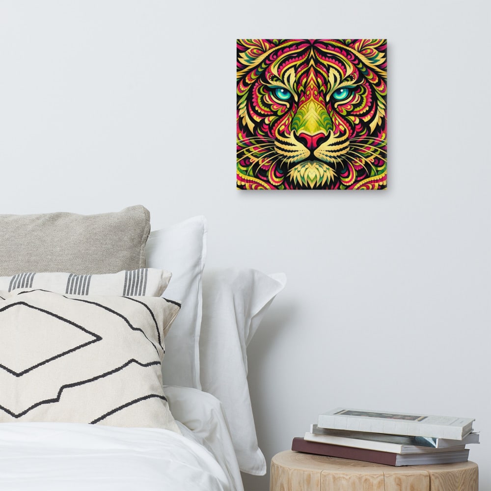 Tiger Lacquer Mandala printed and photographed on a wall