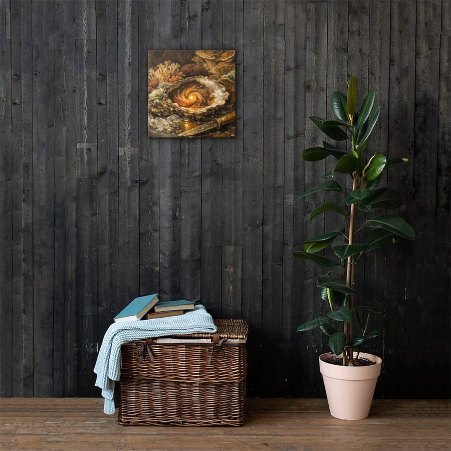 Oyster Galaxy printed and photographed on a wall