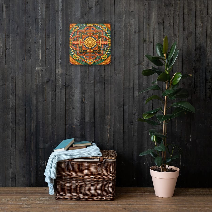 Metro Mandala printed and photographed on a wall