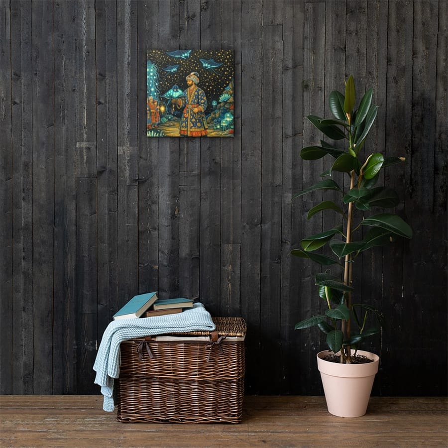 Falconer of Rays printed and photographed on a wall
