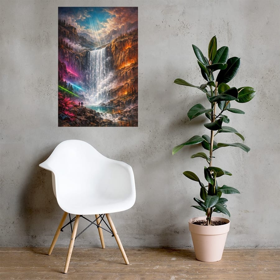 Waterfall of Static printed and photographed on a wall