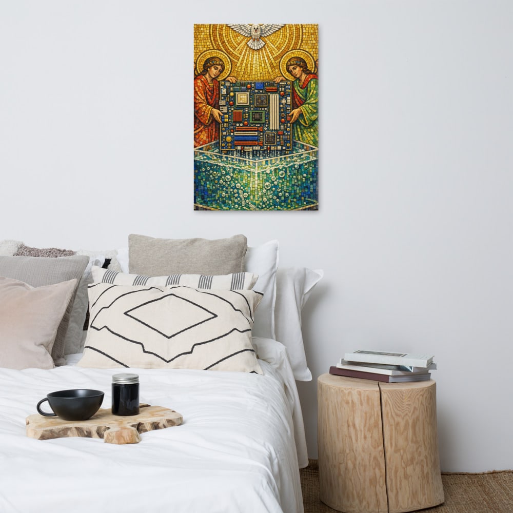 Baptism of Immersion Cooling printed and photographed on a wall