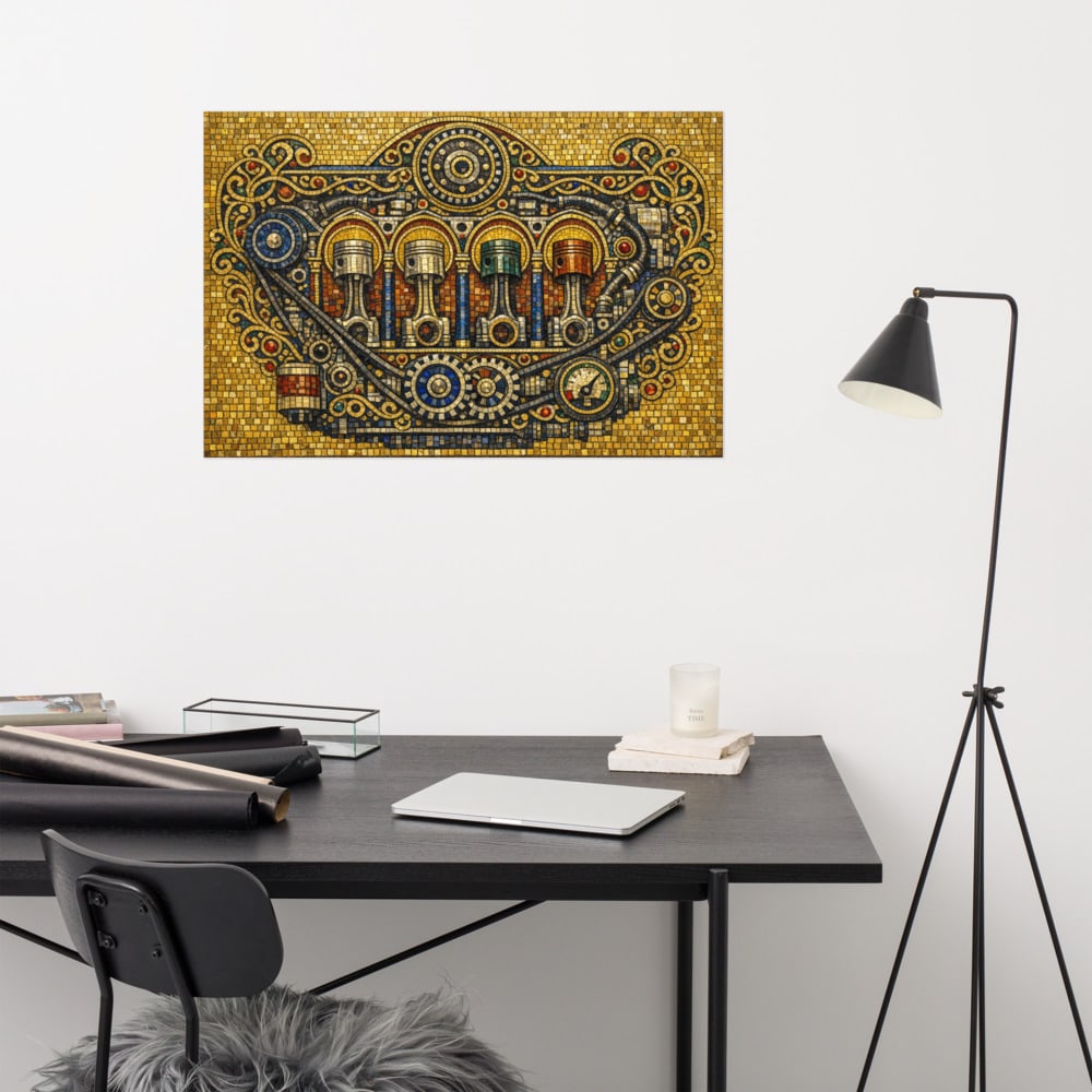 Engine Iconostasis printed and photographed on a wall