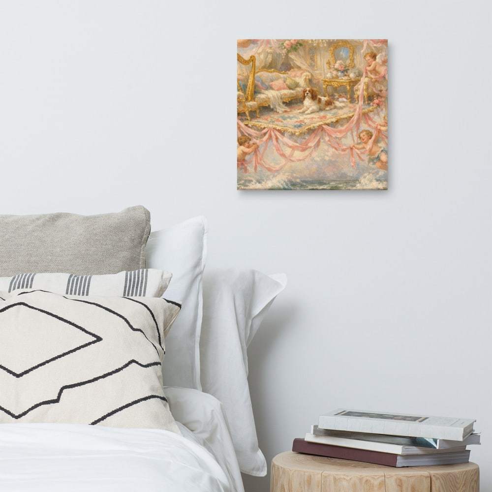 Cherubs and the Rising Sea printed and photographed on a wall