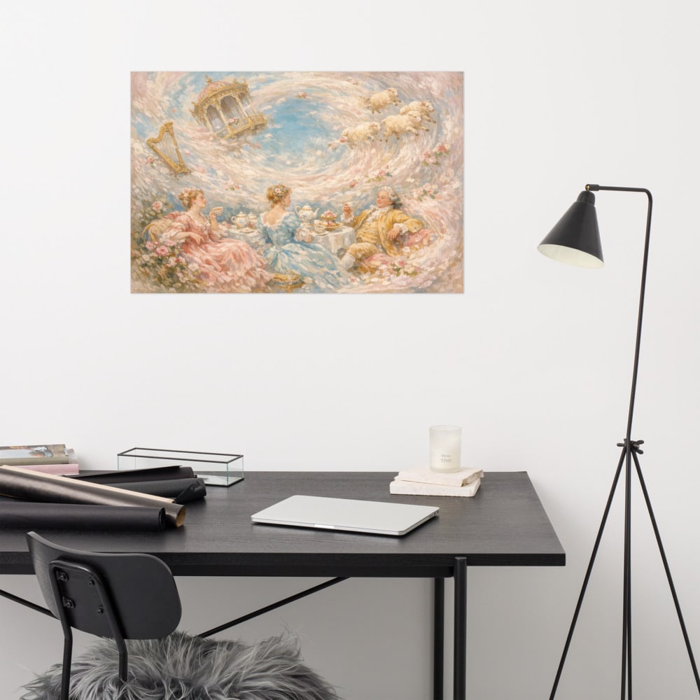 Tea in the Tornado printed and photographed on a wall