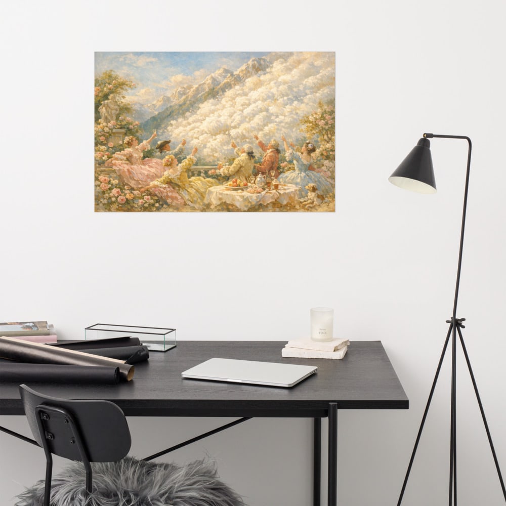 The Avalanche Soirée printed and photographed on a wall