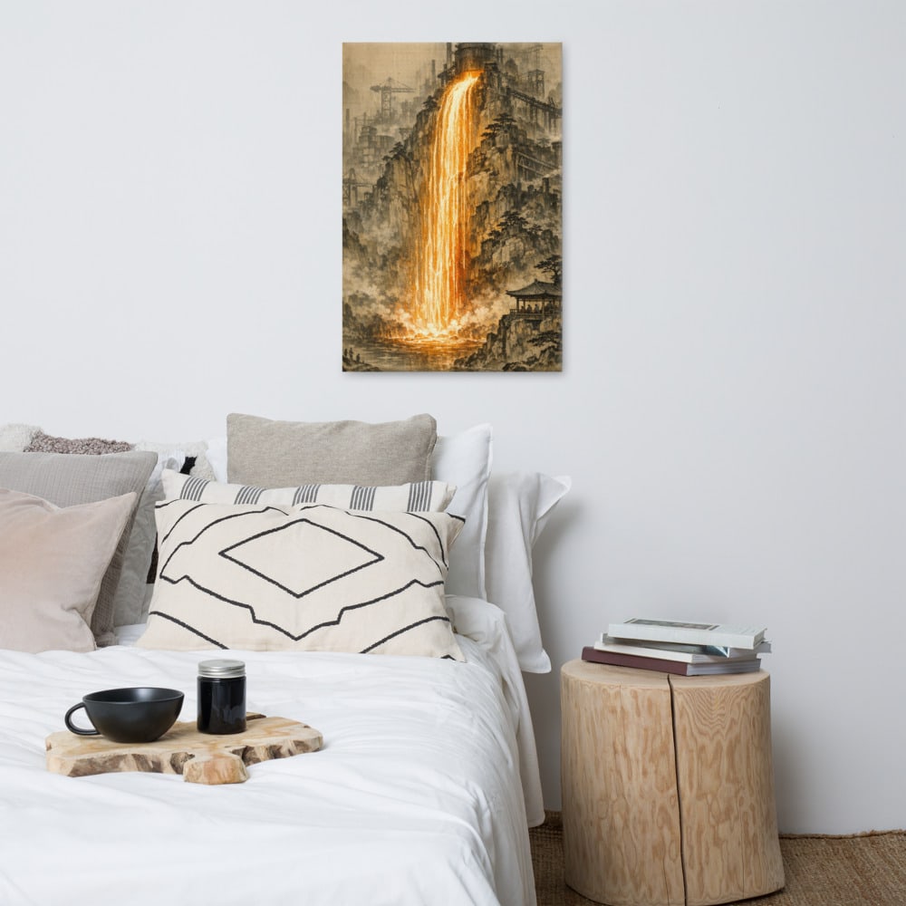 Slag Falls of Light printed and photographed on a wall