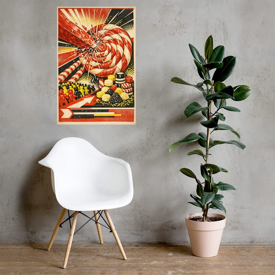 Wedge of the Lollipop printed and photographed on a wall