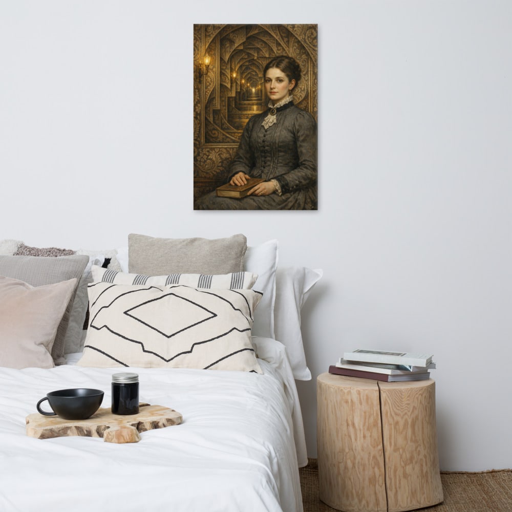 The Governess of Corridors printed and photographed on a wall