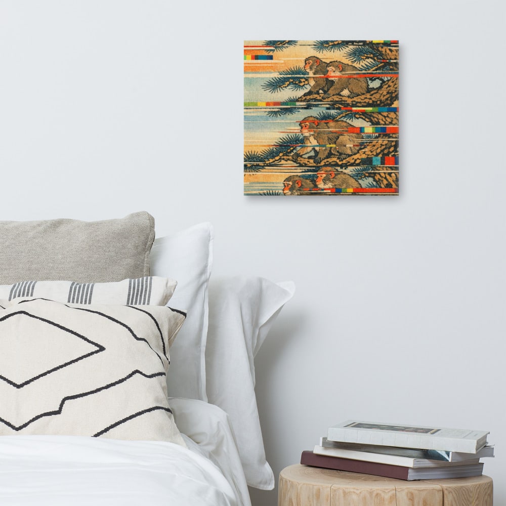 Monkeys and the Vertical Hold printed and photographed on a wall