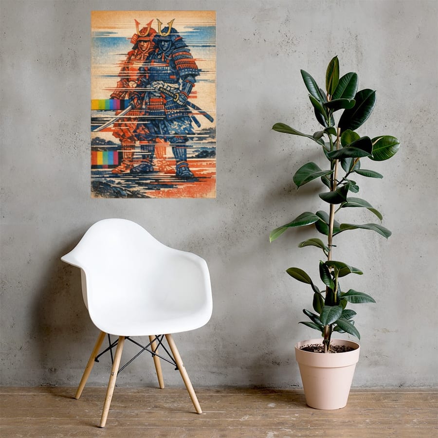 Samurai, Doubled printed and photographed on a wall