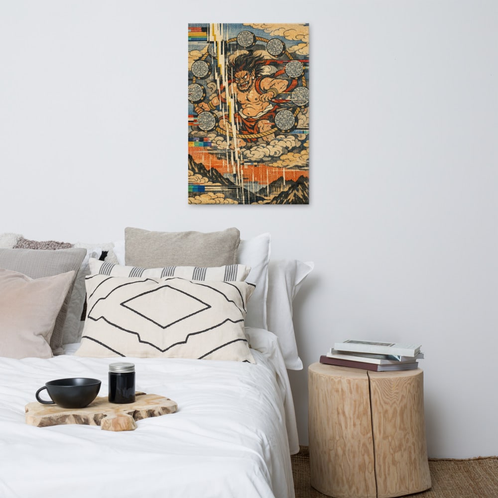 Thunder God Interference printed and photographed on a wall
