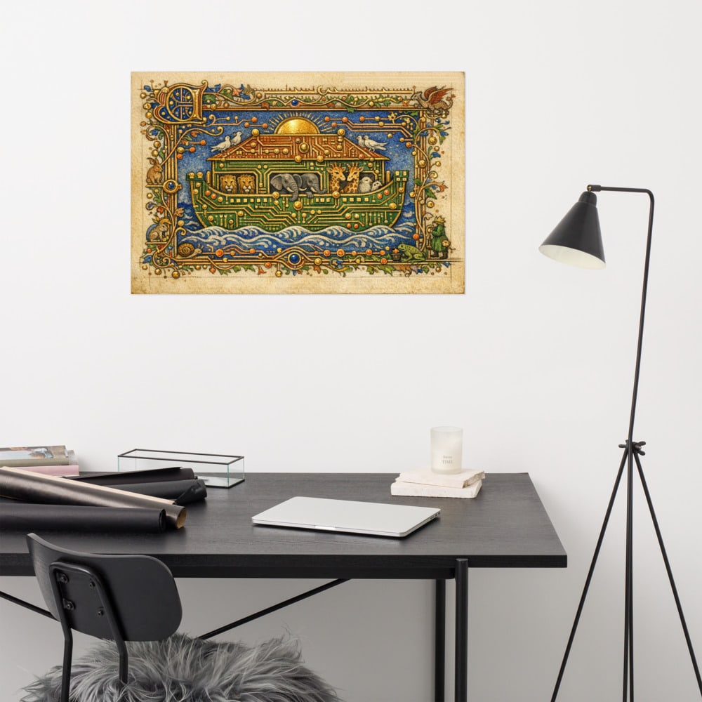 Ark Motherboard printed and photographed on a wall