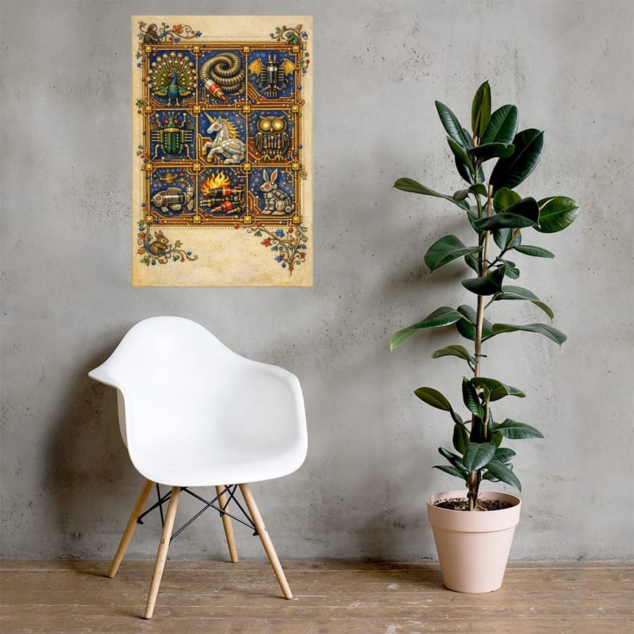 Bestiary of Ports printed and photographed on a wall