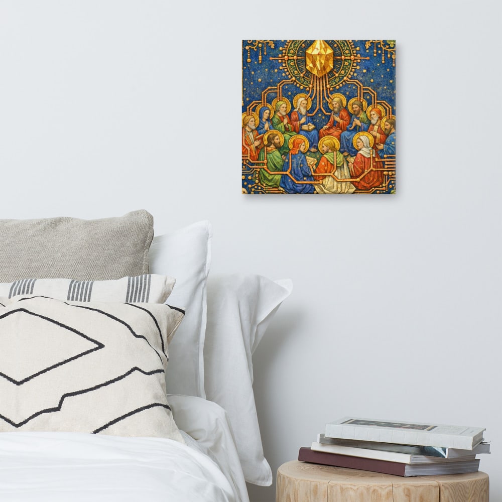 Pentecost of the Clock printed and photographed on a wall