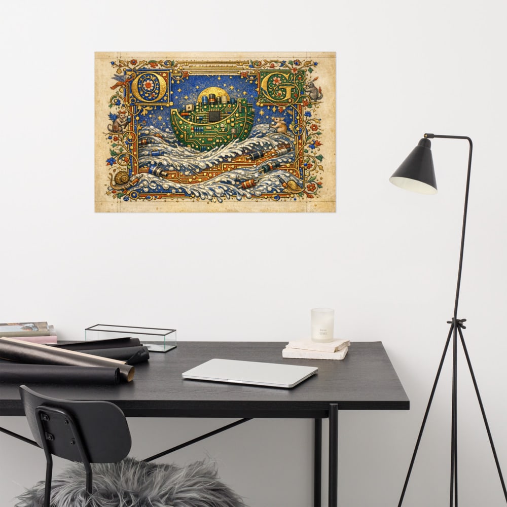 The Flood of Solder printed and photographed on a wall